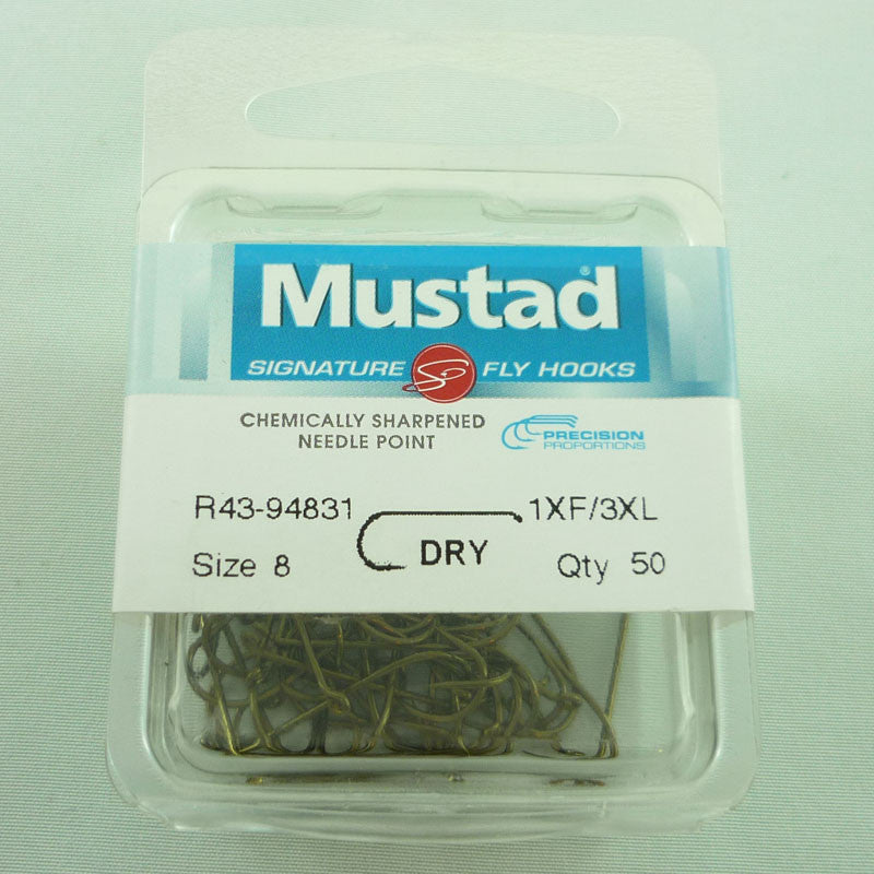 Mustad 94831 Dry Fly 2X Long Hooks 50/pack